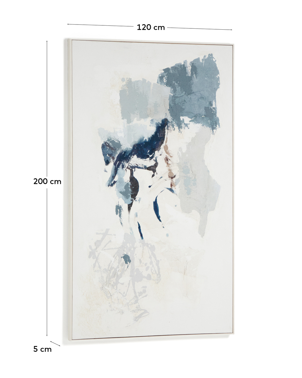 Erale Абстрактная картина ручной работы в серо-синих тонах, размер 120 x 200 см