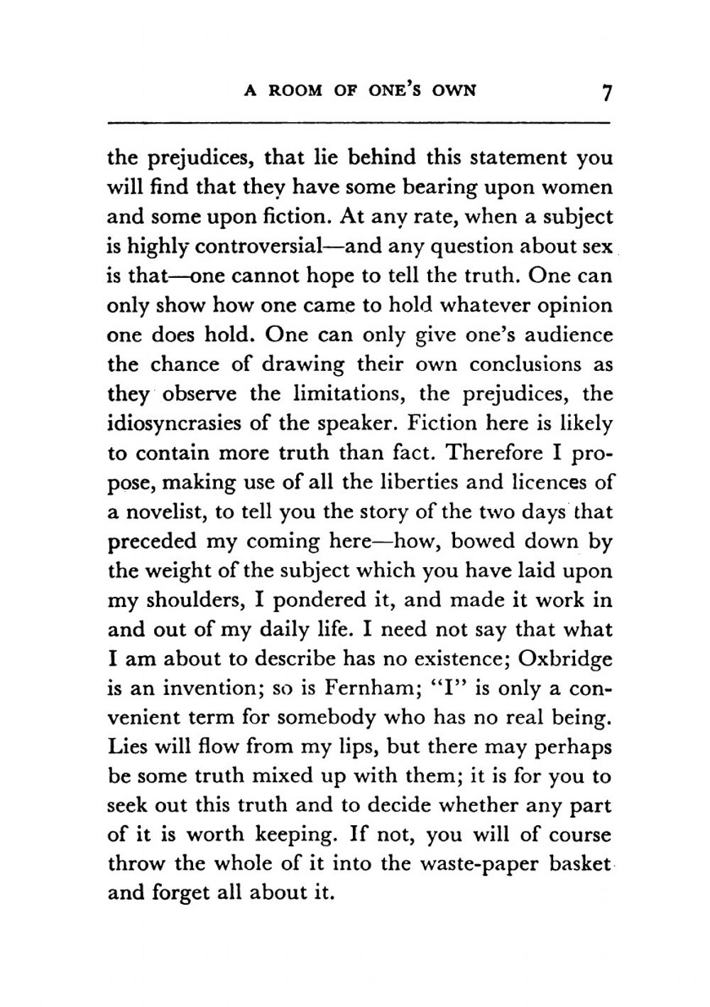A Room of One's Own | Virginia Woolf