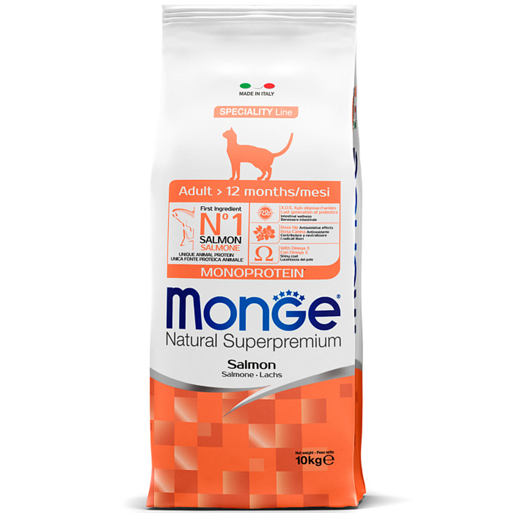 Сухой корм Monge Cat Speciality Line Monoprotein Adult для взрослых кошек, из лосося 10 кг