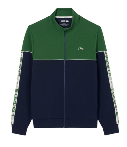 Мужская теннисная кофта Lacoste Zipped Colour-Block - navy blue/green