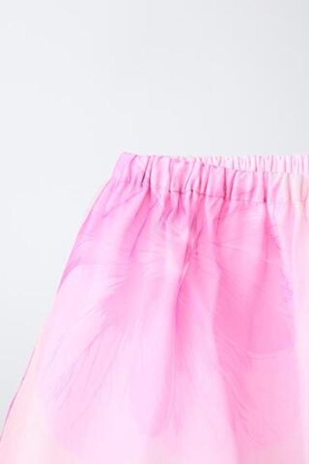 ZARA ЮБКА ИЗ ОРГАНЗЫ С ЦВЕТОЧНЫМ ПРИНТОМ, РОЗОВЫЙ