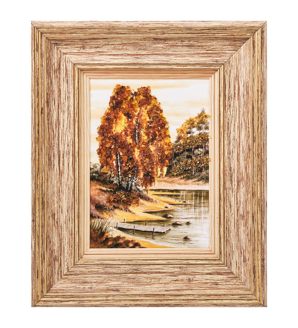 AMB-03/34 Картина «Красота природы» (с янтарной крошкой) H-32см