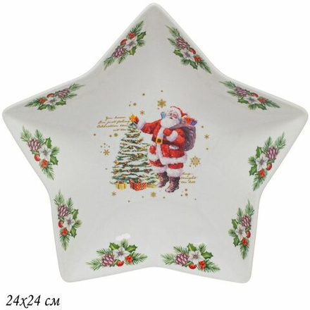 Lenardi 205-291 Блюдо 24х24см НОВЫЙ ГОД в под.уп.(х24)Фарфор