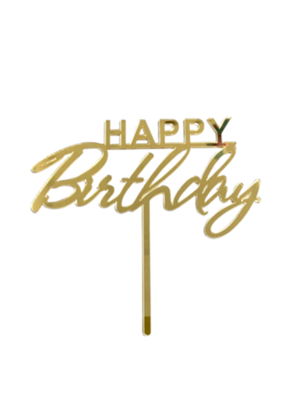 Топпер из оргстекла "Happy birthday" золото