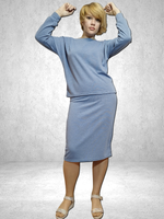 20841 Костюм женский с юбкой трикотаж Ангора голубой меланж (58/60)