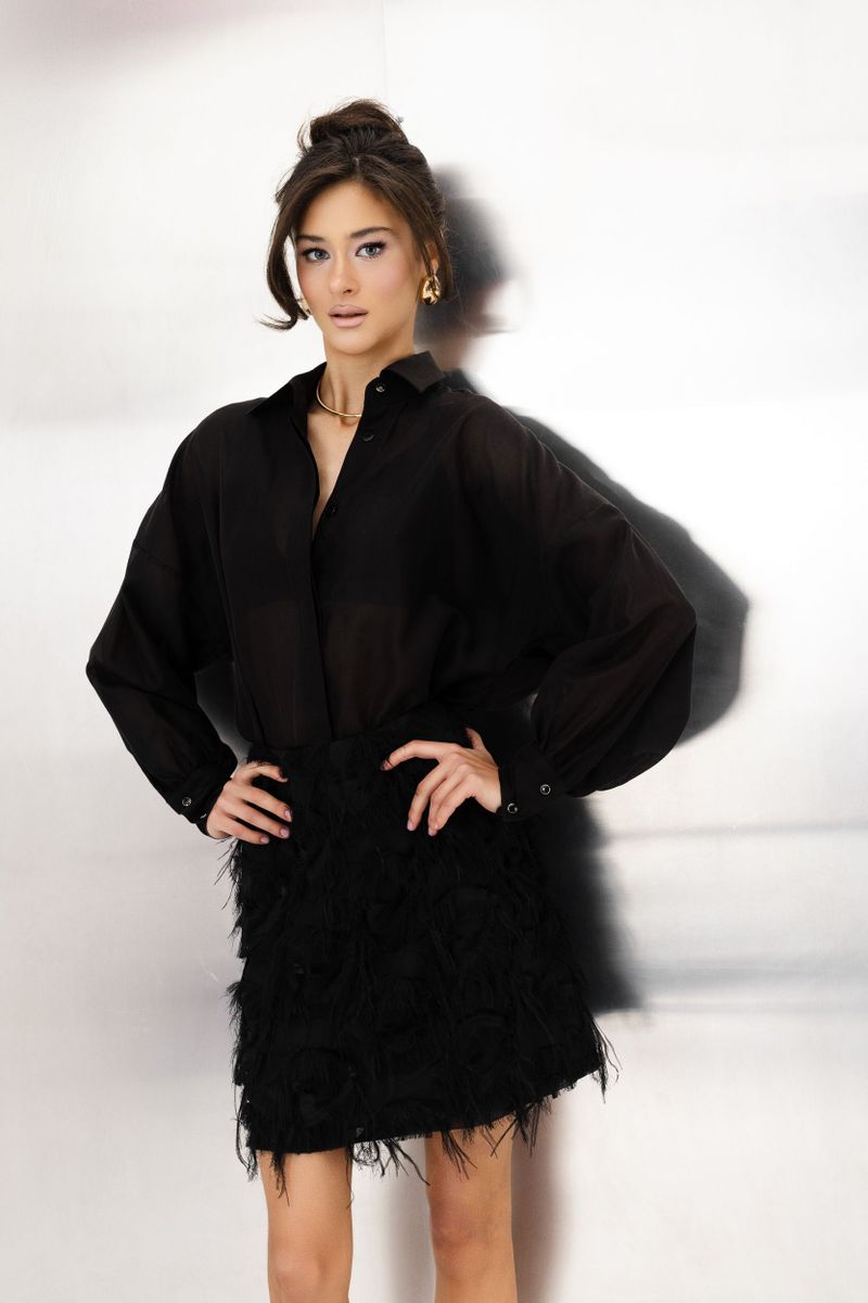 Блуза-рубашка из тенселя черная