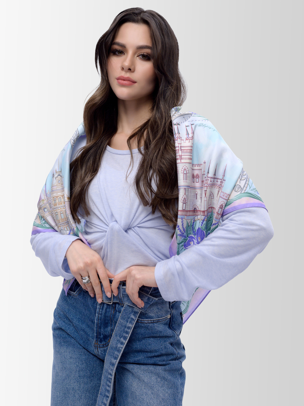 Платок «Дворцы Крыма» 100% шёлк