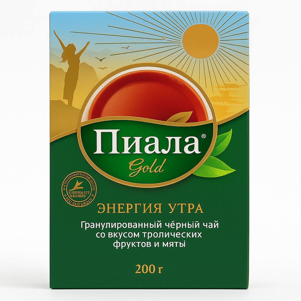 Чай черный Пиала энергия утра со вкусом тропических фруктов и мяты 100 гр