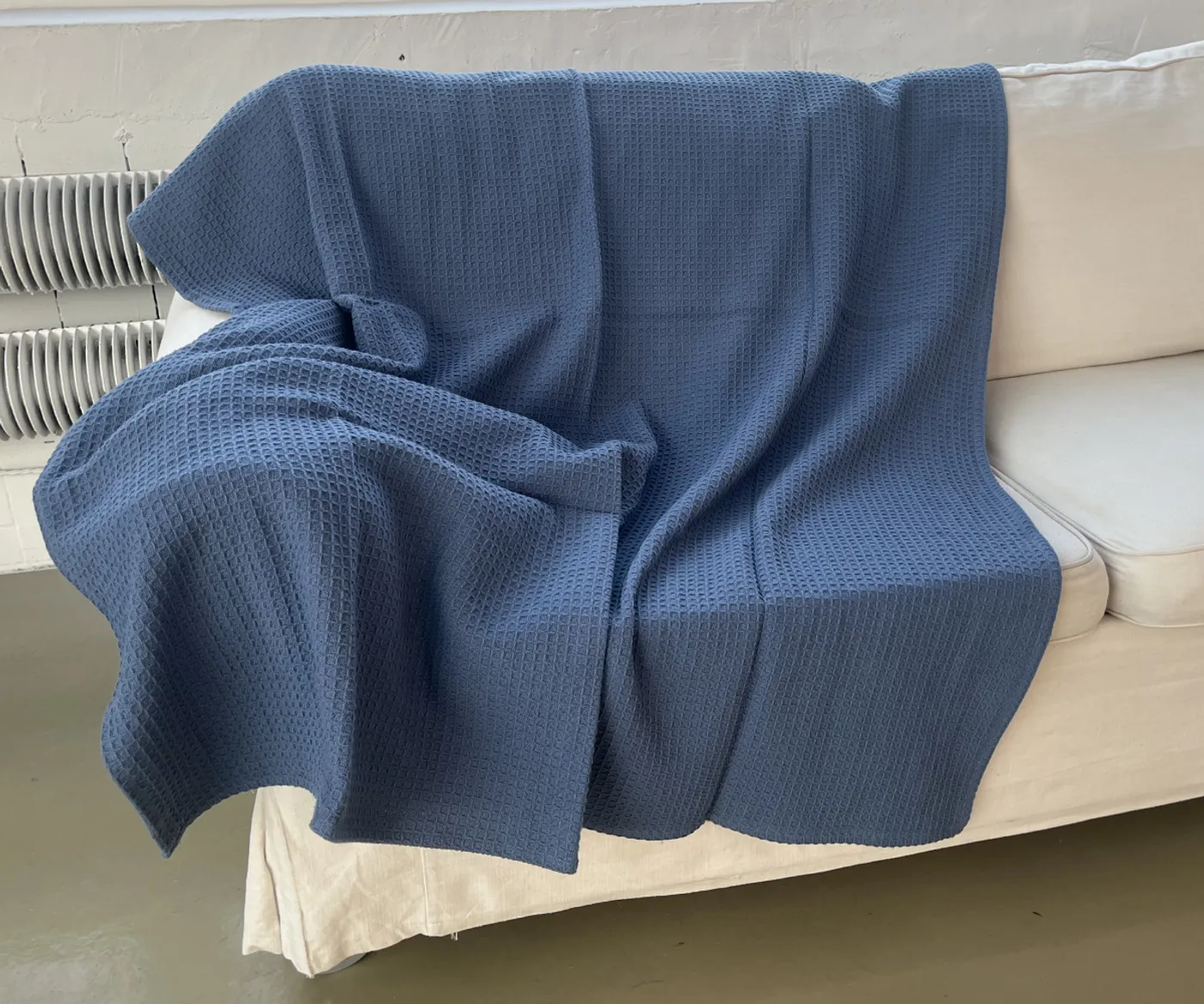 Плед вафельный синий