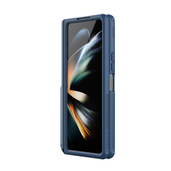 Чехол синего цвета на Samsung Galaxy Z Fold 5 от Nillkin, серия Super Frosted Shield Fold-Bracket Version, версия со съемной подставкой