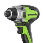 Винтоверт ударный акк. Greenworks GD24ID3, 24V, б/щет, 0-2800об/мин, 4000уд/мин, HEX 1/4, 300Нм, 3 режима,1x4Ач,ЗУ,кор (3802807CUB)