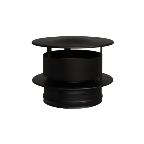 Оголовок Ferrum DN115*200 0,5/430 с ветрозащитой черная эмаль 40746