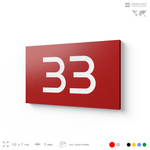 Табличка с номером 33 на дверь квартиры, для офиса, кабинета, аудитории, склада, красная 120х70 мм, Айдентика Технолоджи