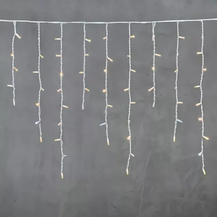 Светодиодная бахрома с колпачком 3,2*0,9 м., 168 экстра теплых белых LED ламп, мерцание, каучуковый белый провод, LTC (LL168BLW-8-2EWW)