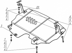 Защита картера Двигателя, КПП. 2 мм, Сталь. для Volkswagen Polo 2001-2009, SEAT Cordoba 2002-2009, SEAT Ibiza 2002-2008 MOTODOR.02716