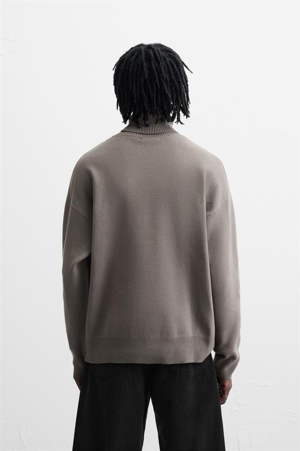 ZARA СВИТЕР ИЗ МЯГКОЙ ВИСКОЗЫ, ЦЕМЕНТНЫЙ