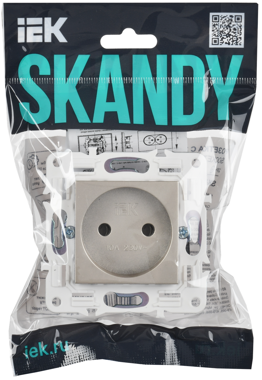 SKANDY Розетка без заземления без защитных шторок 10А SK-R02Sh шампань IEK