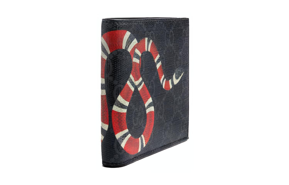 GUCCI Canvas With Leather Wallet Men"s Gray Black