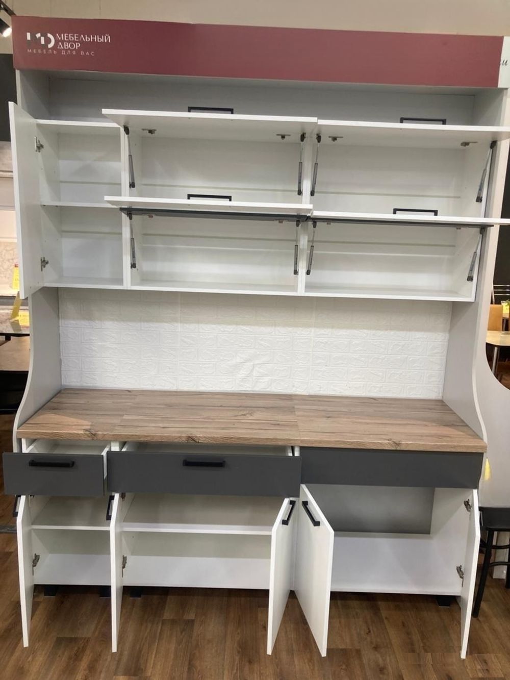 Кухня Монтана белый/графит/дуб кера 2,0м