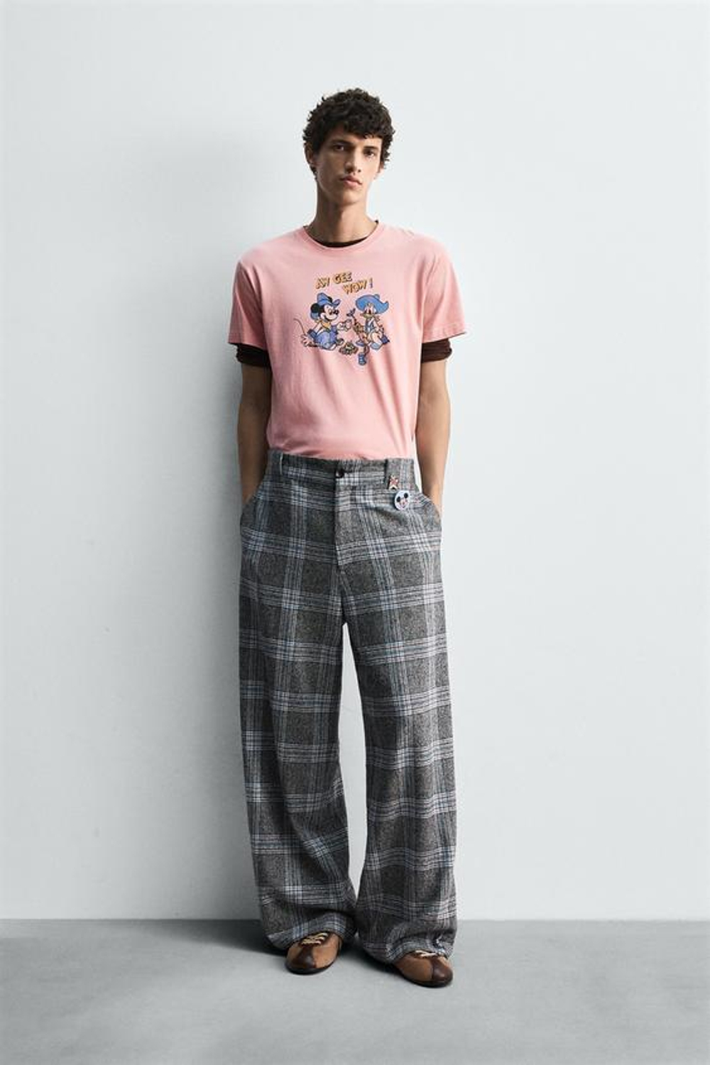 ZARA HARRY LAMBERT X DISNEY ФУТБОЛКА MICKEY + DONALD, ПАСТЕЛЬНО-РОЗОВЫЙ