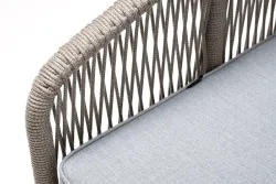 "Канны" кресло плетеное из роупа, каркас алюминий светло-серый (RAL7035) муар, роуп серый меланж круглый, ткань светло-серая