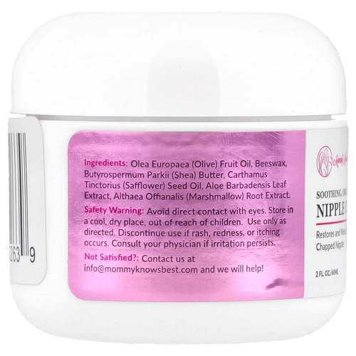 Mommy Knows Best, Успокаивающий, органический крем для сосков, 60 мл (2 жидк. унц.)