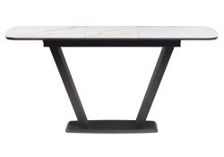Стол на тумбе Петир 120(160)х80х75 белый мрамор / графит / темный камень