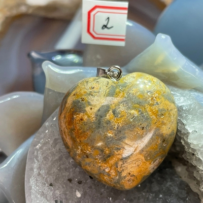 26984 Яшма Леопардовая Кулон сердце 30мм
