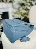 Женский городской рюкзак из натуральной кожи цвет голубой