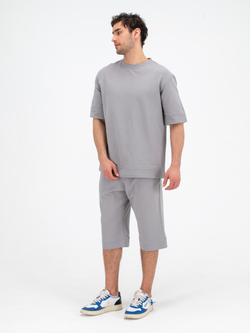 Костюм хлопковый с шортами. Грей