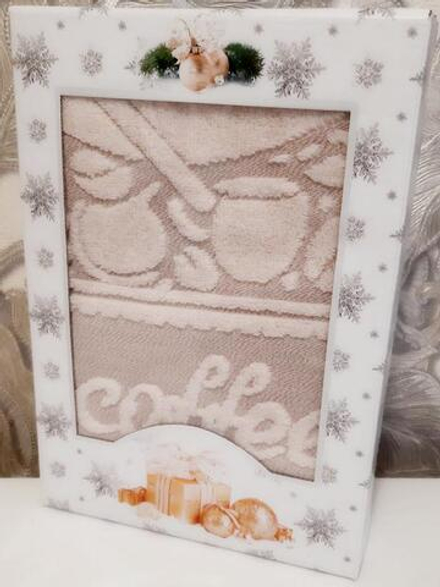 Полотенце кухонное махра-хлопок "НТ. COFFEE" в подарочной упаковке, 100% хлопок, Китай.