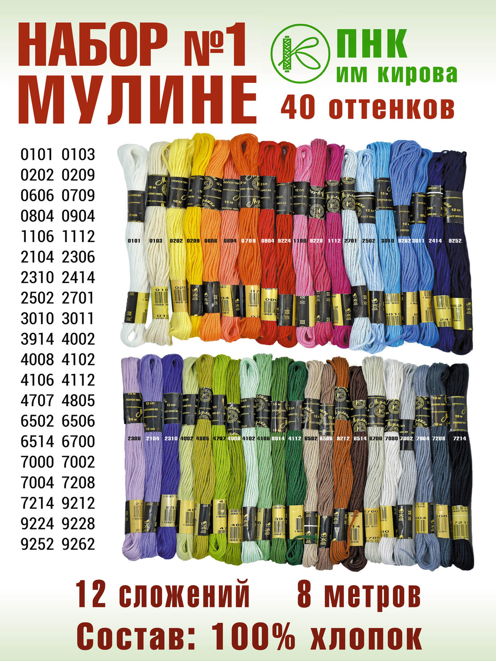 Наборы ниток мулине для вышивания ПНК Киров