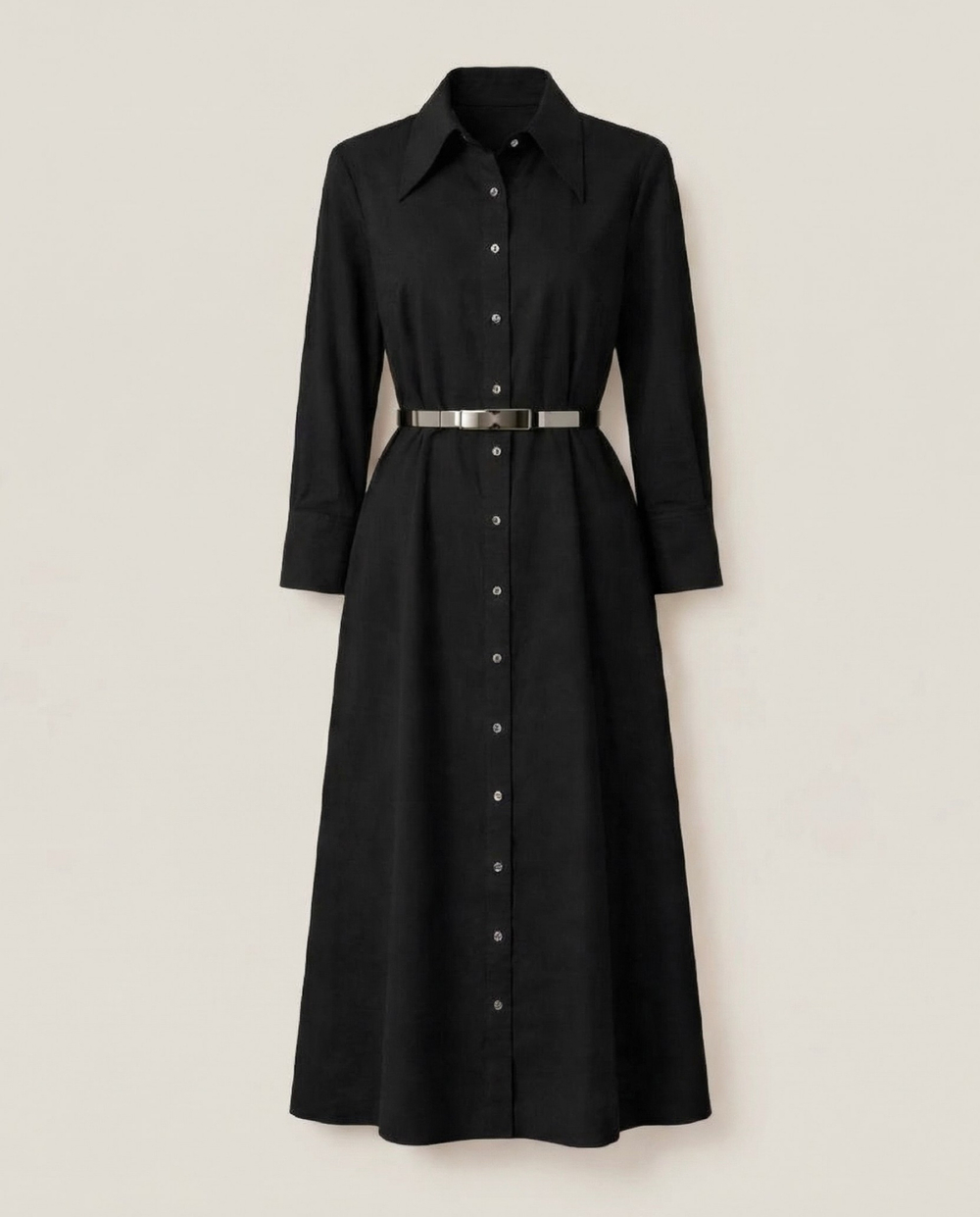 Платье-рубашка в черном