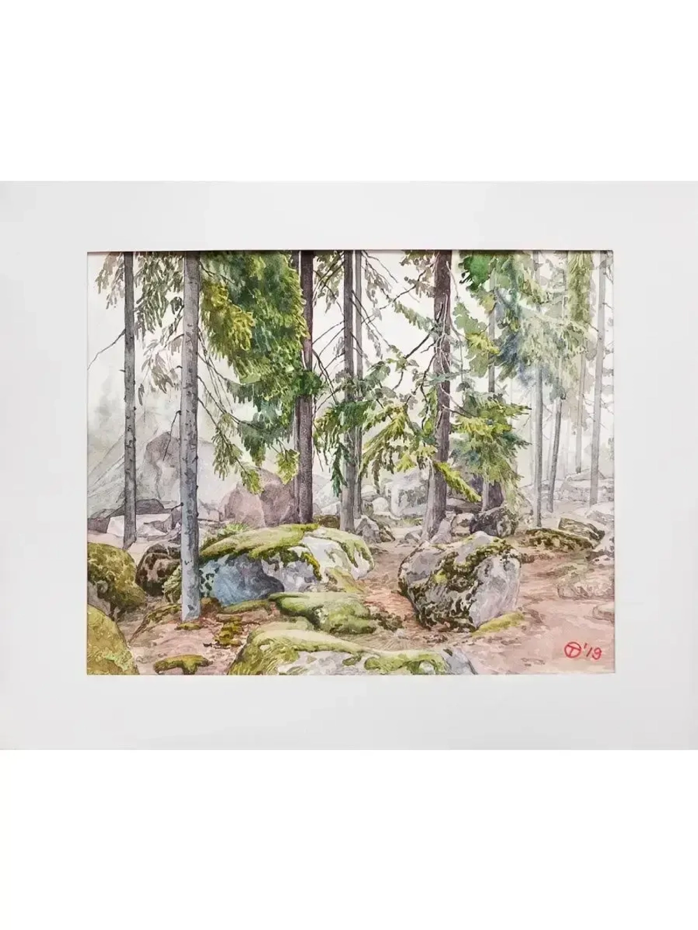 Картина акварелью "Туманный день 2" Опритова (без рамы)