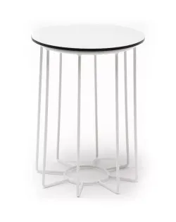 "Эквадор" журнальный стол из HPL круглый Ø40 H55, каркас из алюминия белый, цвет столешницы "молочный"