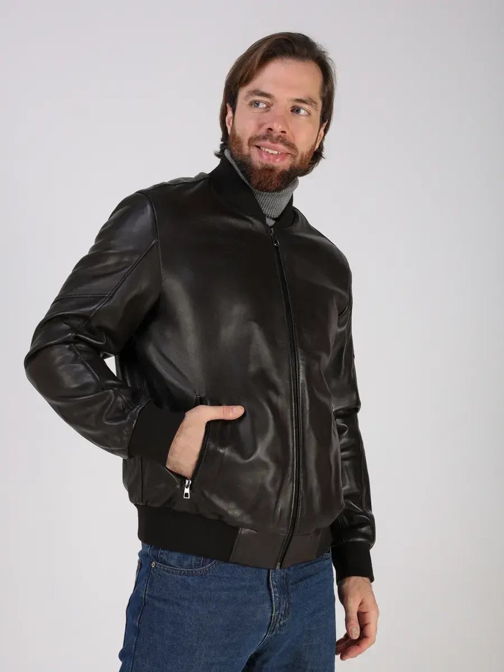 Кожаная куртка демисезонная Турция бомбер