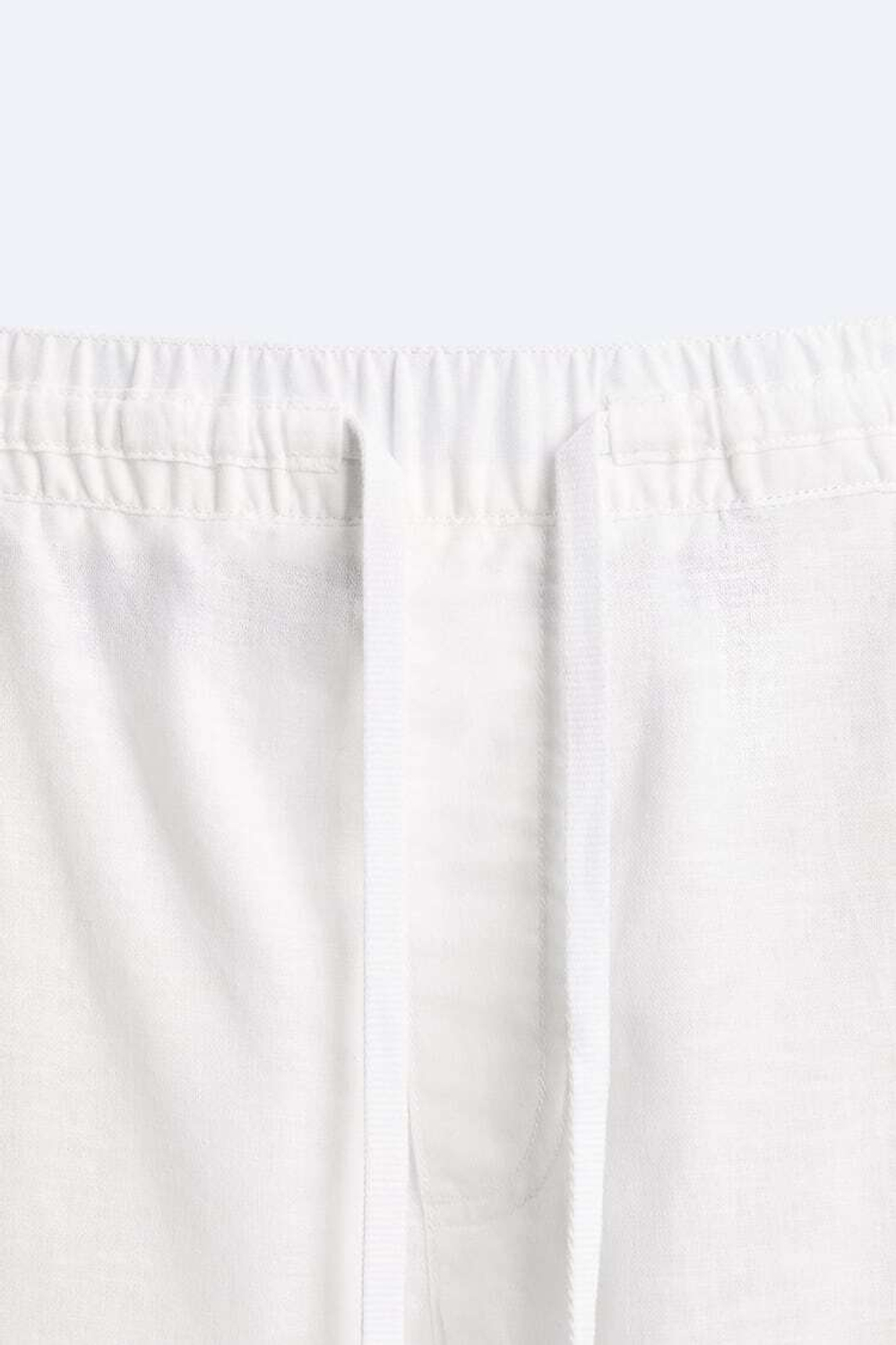 ZARA БРЮКИ ИЗ ХЛОПКА И ЛЬНА, ЖЕЛТОВАТО-БЕЛЫЙ