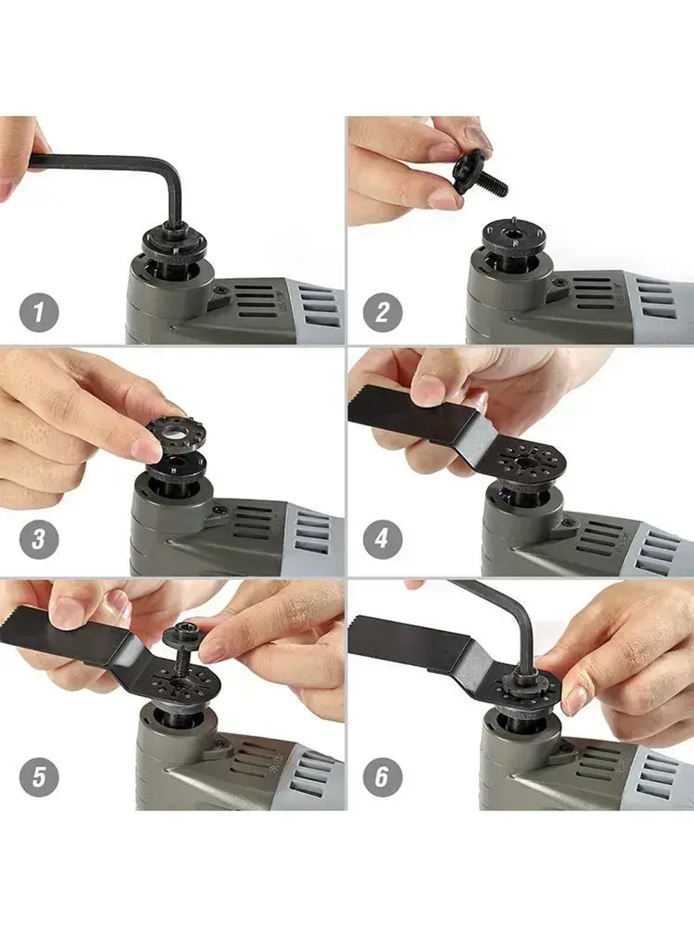 Осциллирующий многофункциональный инструмент 300 Вт, 6 регулируемых скоростей с аксессуарами 16 шт