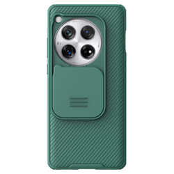 Чехол зеленого цвета (Deep Green) с защитной шторкой для камеры от Nillkin на Oneplus 12, серия CamShield Pro Case