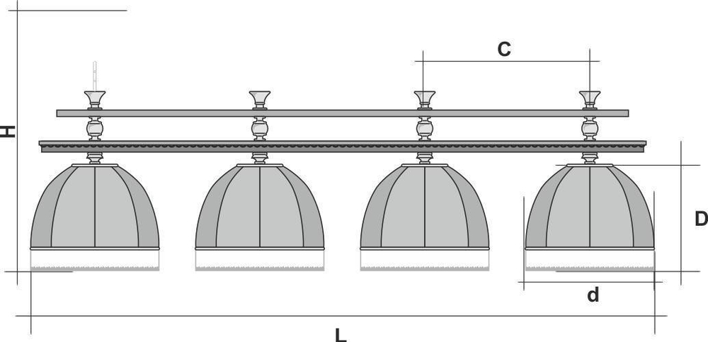 Лампа Аристократ-Люкс 3 4пл. береза (№6,бархат зеленый,бахрома зеленая,фурнитура золото)