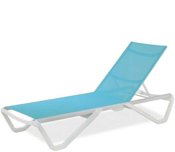 Шезлонг алюминиевый Wave, белый, бирюзовый