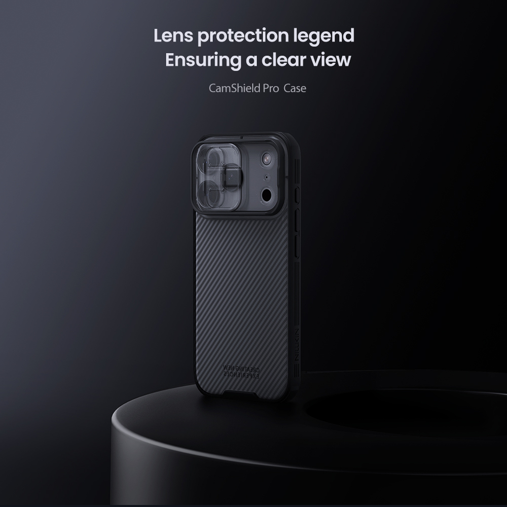 Чехол тонированный прозрачный на iPhone 17 Pro, серия CamShield Pro от Nillkin (с двойной защитной шторкой для камеры)