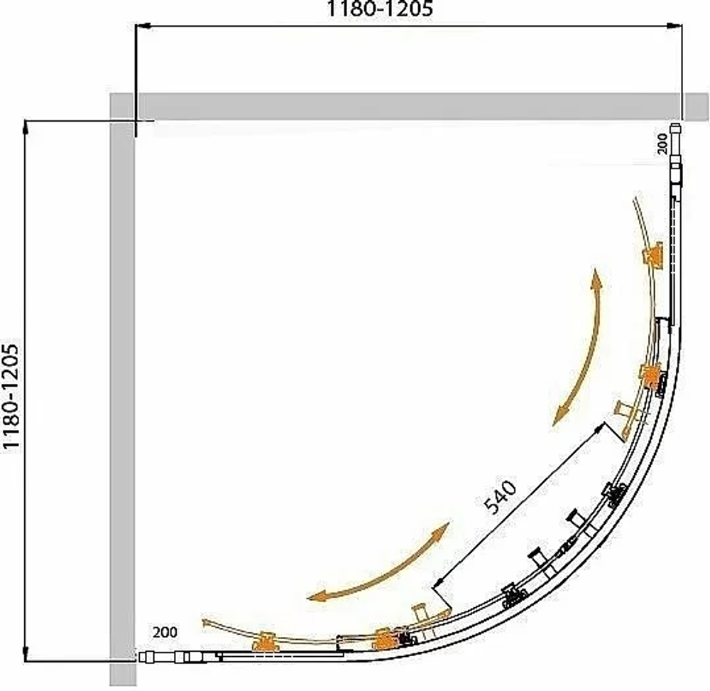 Душевой уголок Cezares Molveno 120x120 MOLVENO-R-22-100+20-P-Cr стекло рифленое матовое/профиль хром