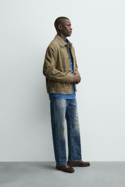 ZARA КОЖАНАЯ КУРТКА С КАРМАНАМИ, ЗЕЛЕНЫЙ