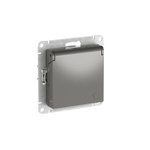 ATLASDESIGN РОЗЕТКА с заземл. со шторк. с крышкой,16А,IP20,мех., быстрозажим. клем., СТАЛЬ