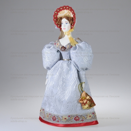 Сувенирная кукла в визитном платье 19 века