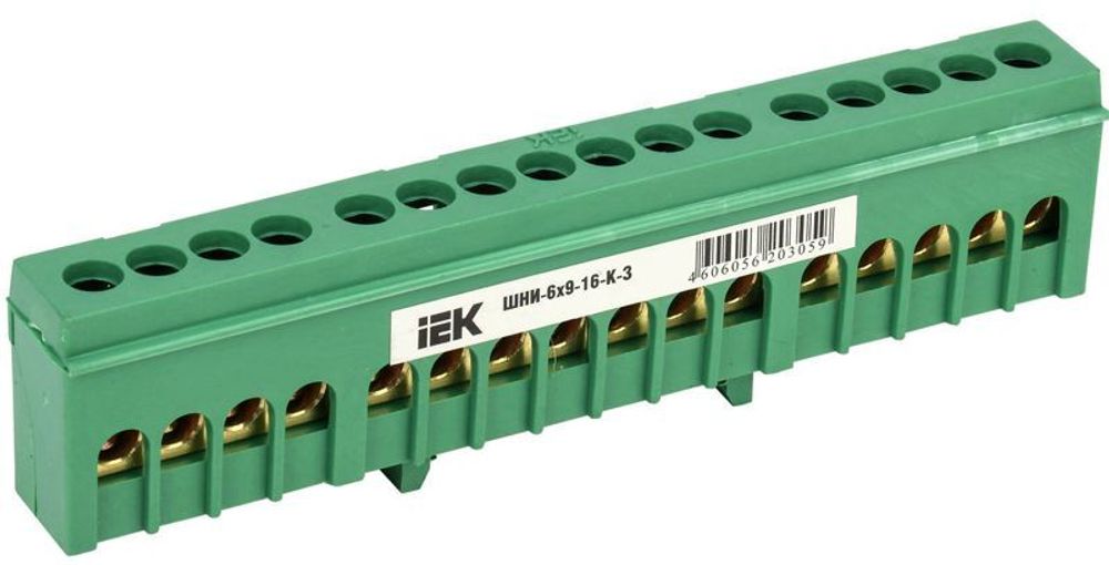 Шина PE "земля" в корп. изол. на DIN-рейку ШНИ-6х9-16-К-З IEK YNN10-69-16KD-K06