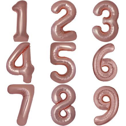 Цифры 102 см "Розовое золото металлик" слим (slim)