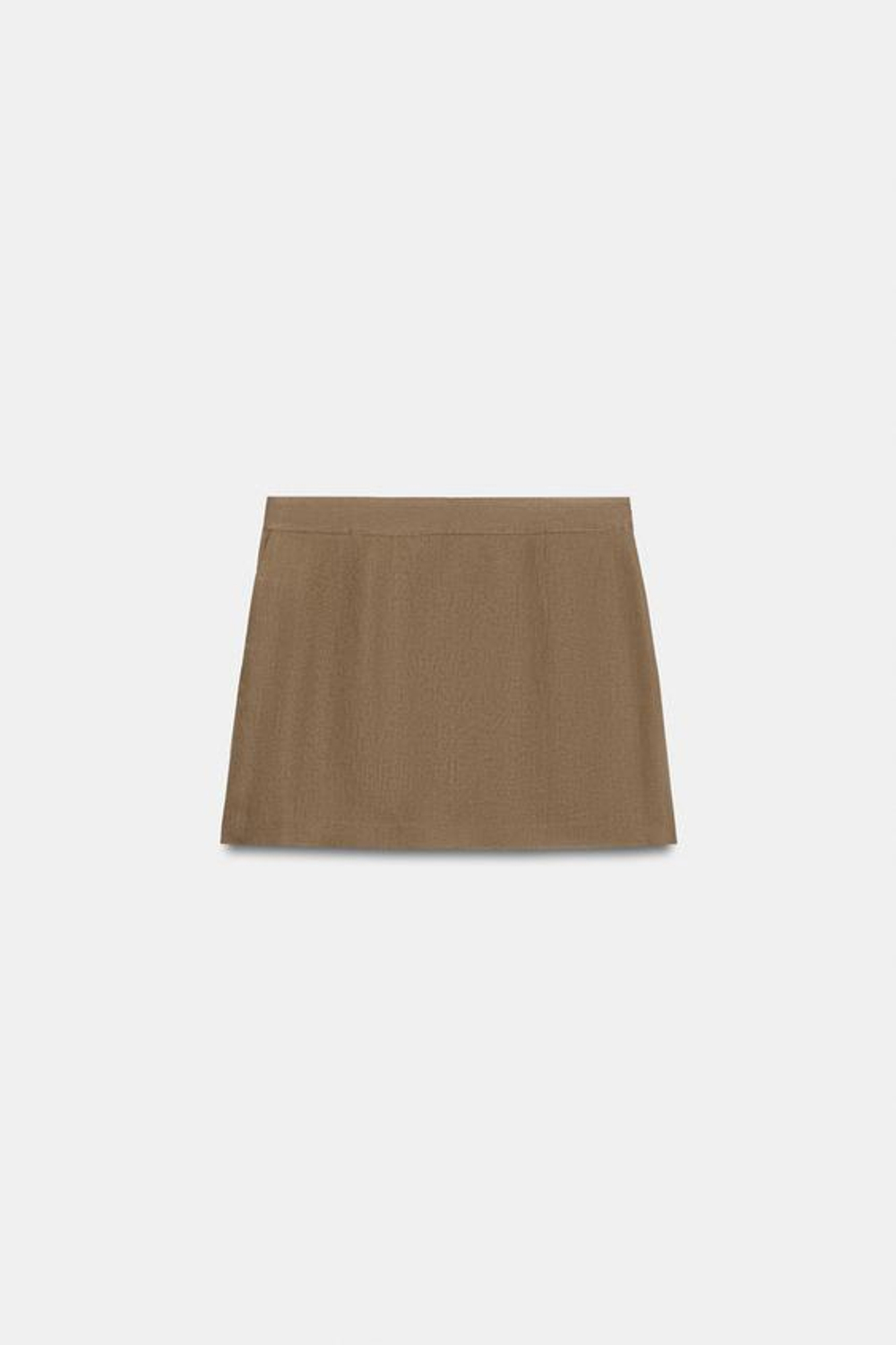 ZARA ЮБКА-ШОРТЫ ИЗ ЛЬНА С БУСИНАМИ, ТАБАЧНЫЙ