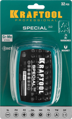 KRAFTOOL Special-32, с адаптером 32 шт, набор специальных бит (2610-H32)
